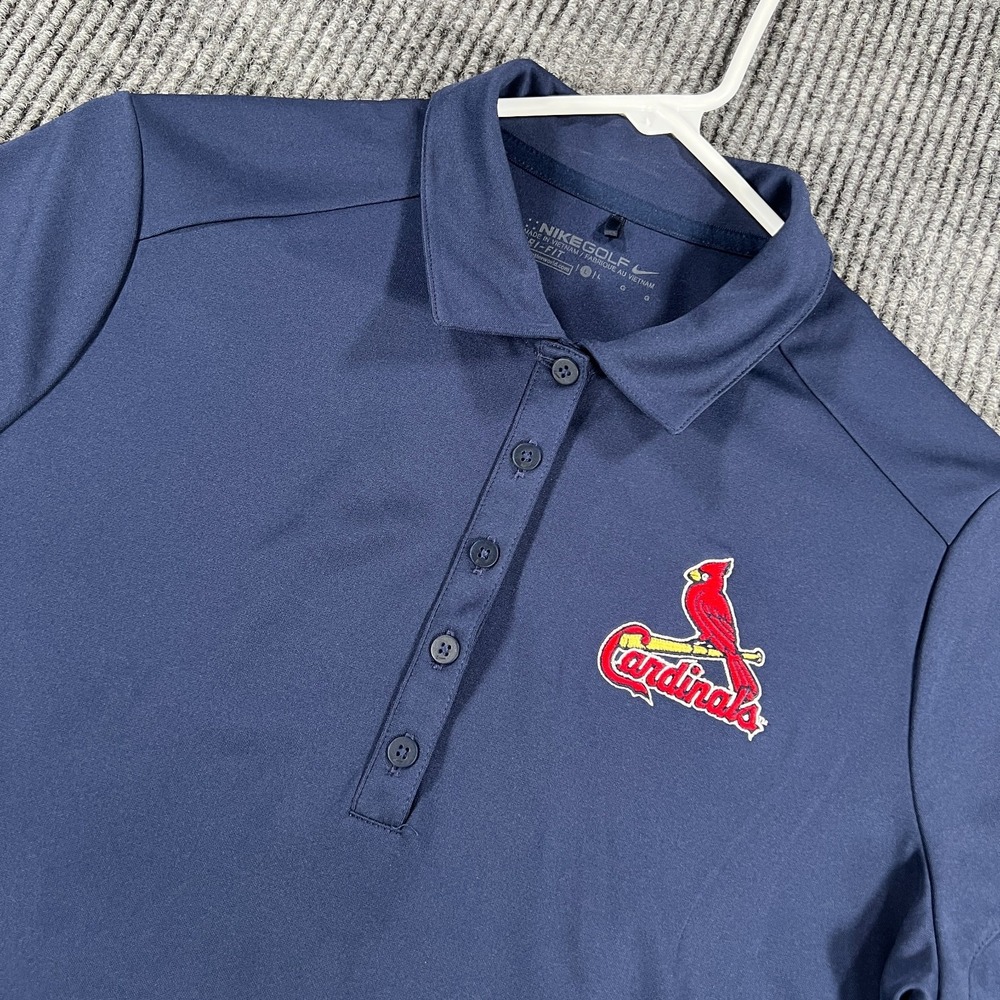St. Louis Cardinals Polo Shirt Womens Large Blue Short Sleeve MLB Baseball Nike
